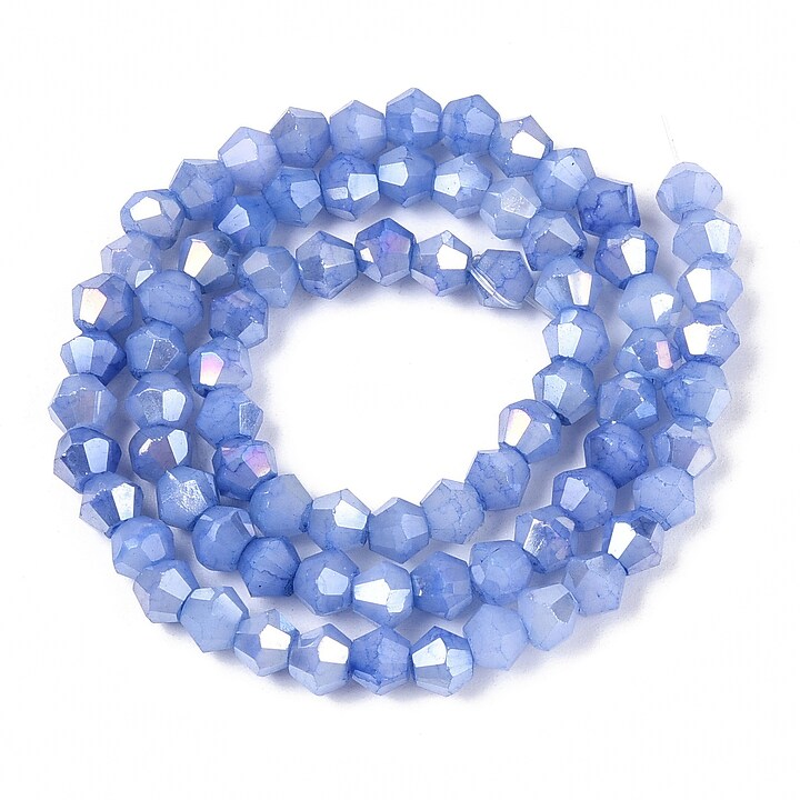 Margele cristal biconic electroplacat 4,2-4,9-3,9mm (sirag) - albastru regal crackle placat AB