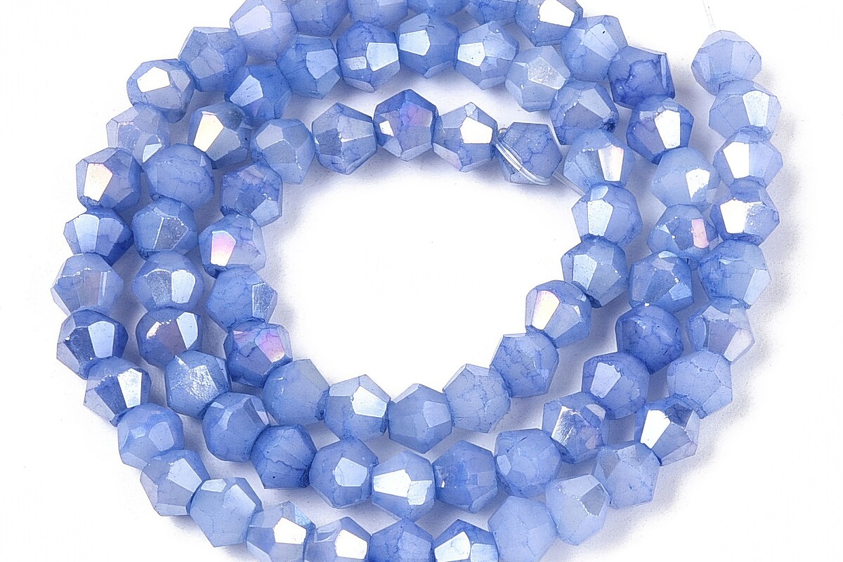 Margele cristal biconic electroplacat 4,2-4,9-3,9mm (sirag) - albastru regal crackle placat AB