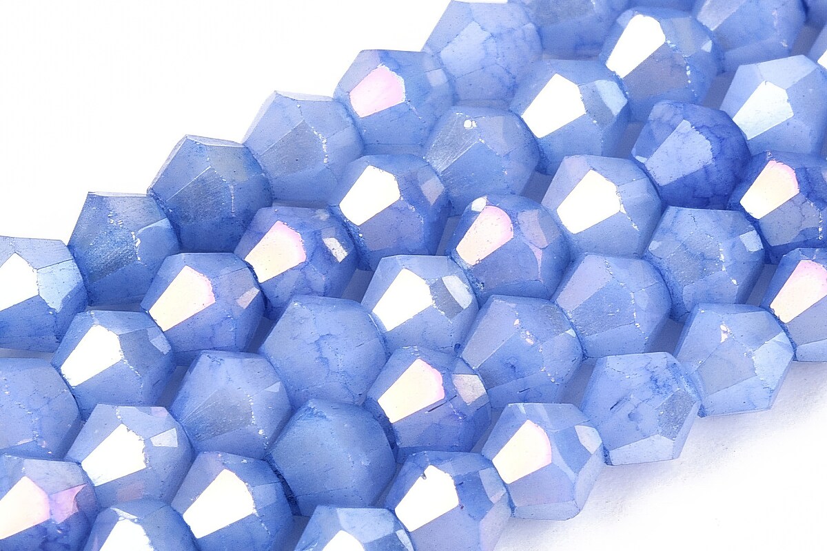 Margele cristal biconic electroplacat 4,2-4,9-3,9mm (sirag) - albastru regal crackle placat AB