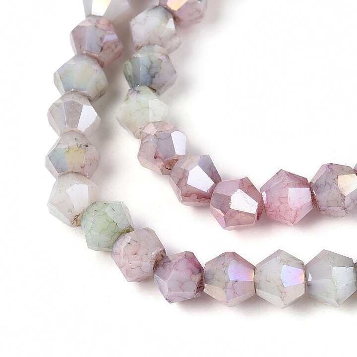 Margele cristal biconic electroplacat 4,2-4,9-3,9mm (sirag) - gri colorat crackle placat AB