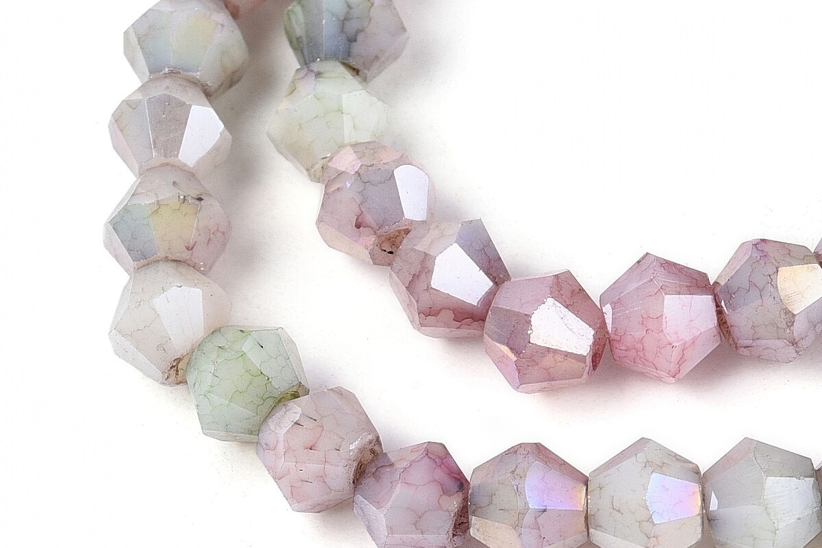 Margele cristal biconic electroplacat 4,2-4,9-3,9mm (sirag) - gri colorat crackle placat AB