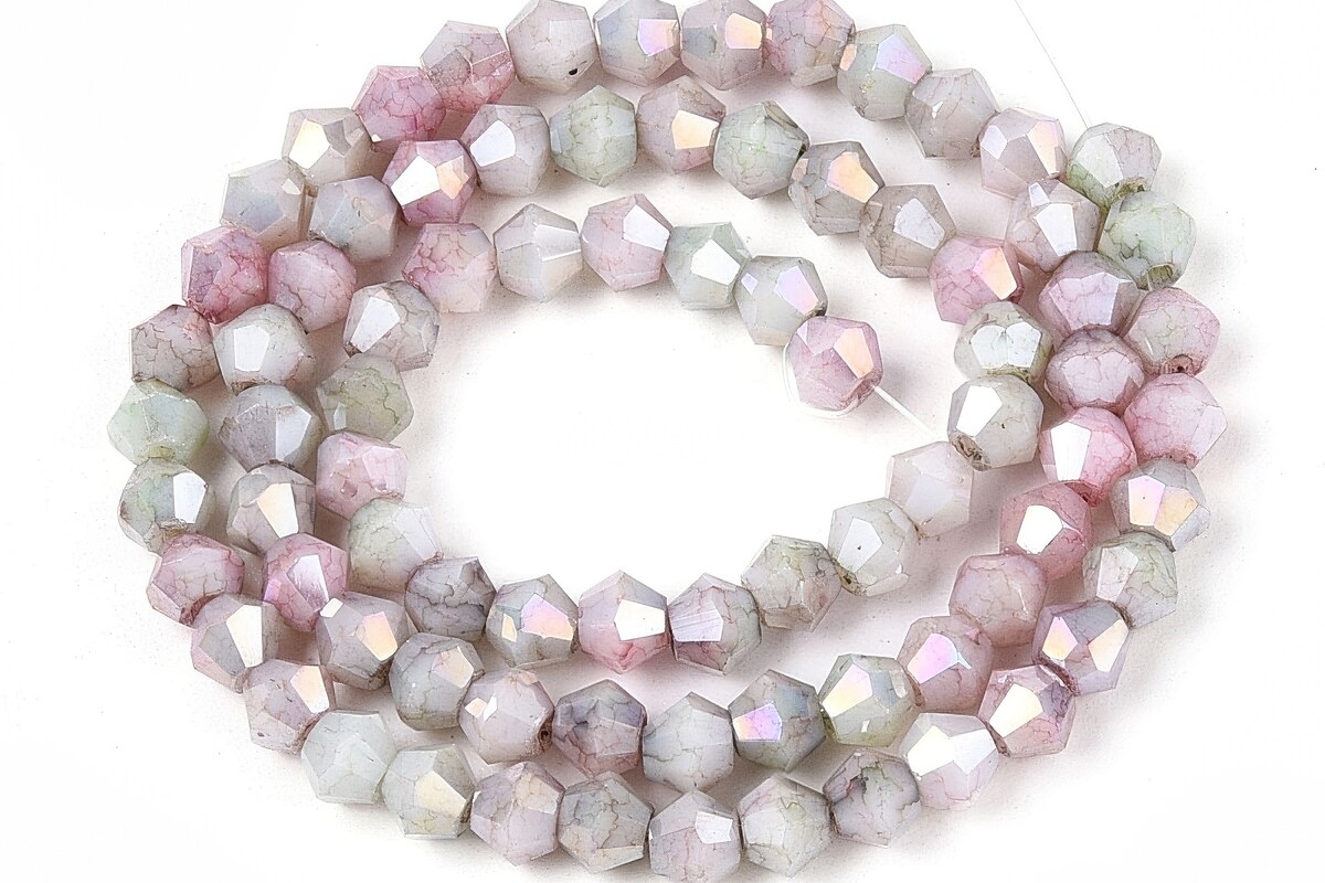 Margele cristal biconic electroplacat 4,2-4,9-3,9mm (sirag) - gri colorat crackle placat AB