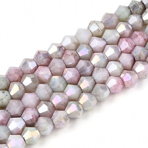 Margele cristal biconic electroplacat 4,2-4,9-3,9mm (sirag) - gri colorat crackle placat AB