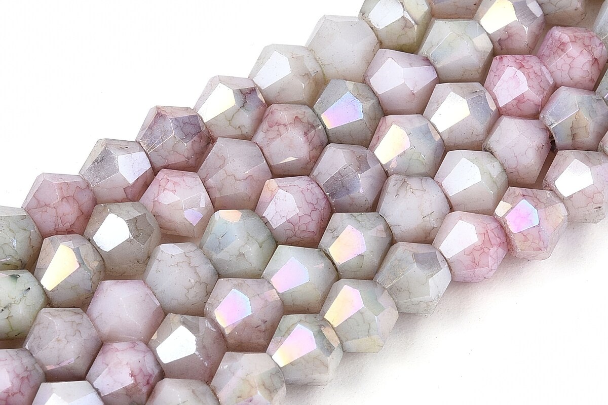 Margele cristal biconic electroplacat 4,2-4,9-3,9mm (sirag) - gri colorat crackle placat AB