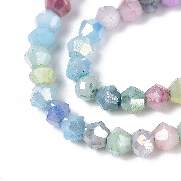 Margele cristal biconic electroplacat 4,2-4,9-3,9mm (sirag) - mix crackle placat AB