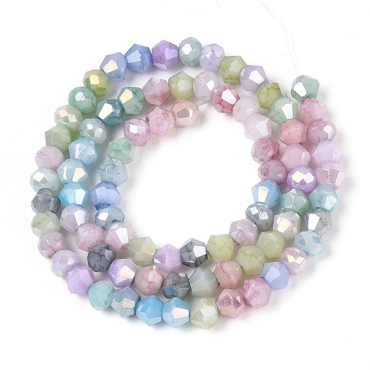 Margele cristal biconic electroplacat 4,2-4,9-3,9mm (sirag) - mix crackle placat AB