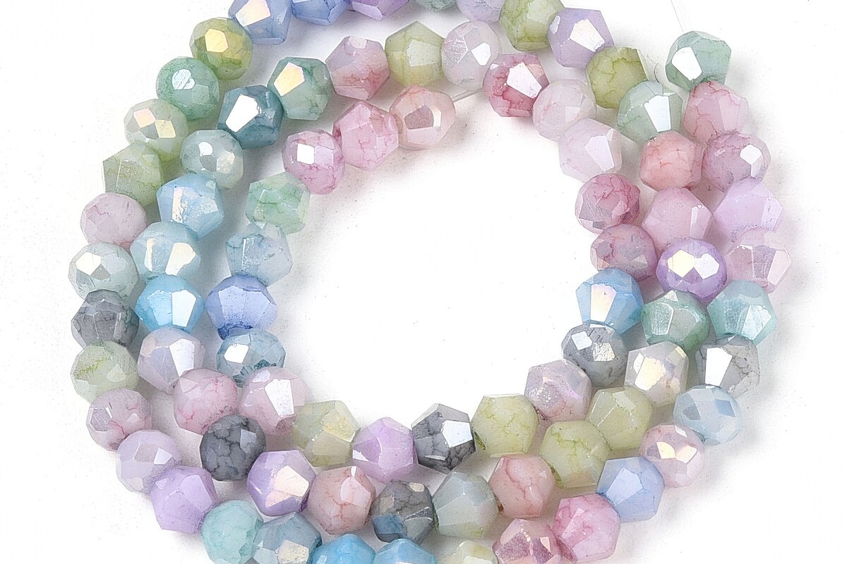 Margele cristal biconic electroplacat 4,2-4,9-3,9mm (sirag) - mix crackle placat AB