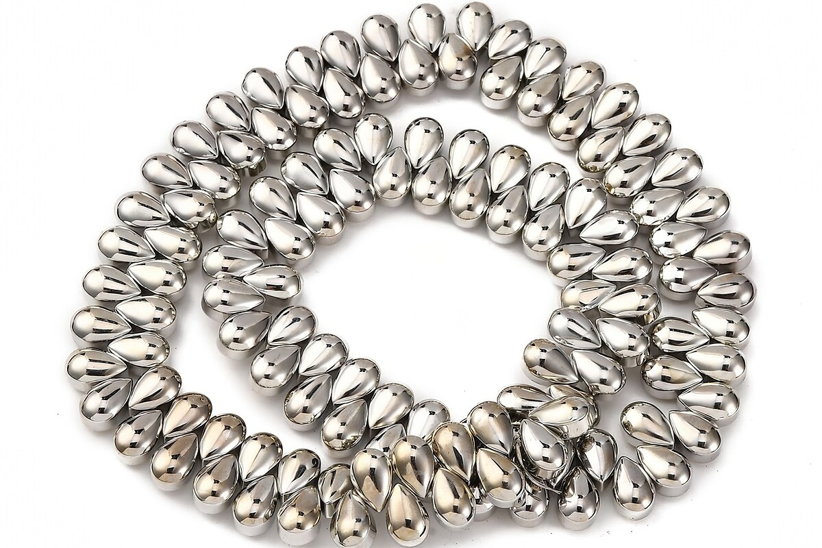 Sirag margele de sticla electroplacate lacrima aprox. 6x9mm - argintiu platinat
