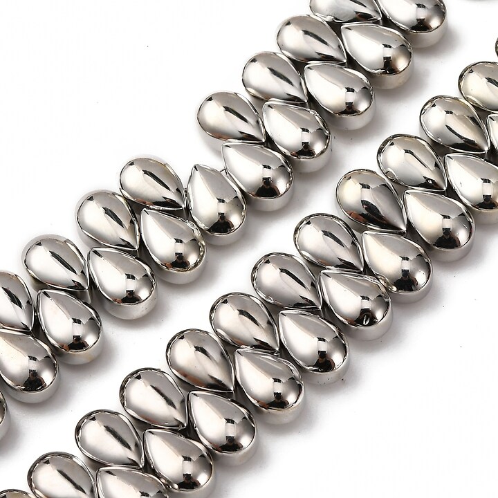 Sirag margele de sticla electroplacate lacrima aprox. 6x9mm - argintiu platinat