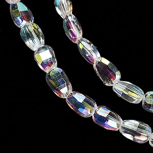 Sirag margele de sticla electroplacate oval aprox. 6,5x4,5x3mm - alb AB