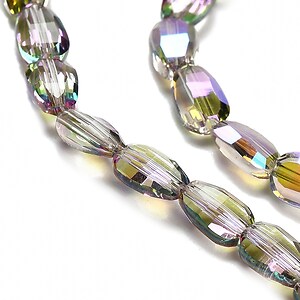 Sirag margele de sticla electroplacate oval aprox. 6,5x4,5x3mm - gri AB
