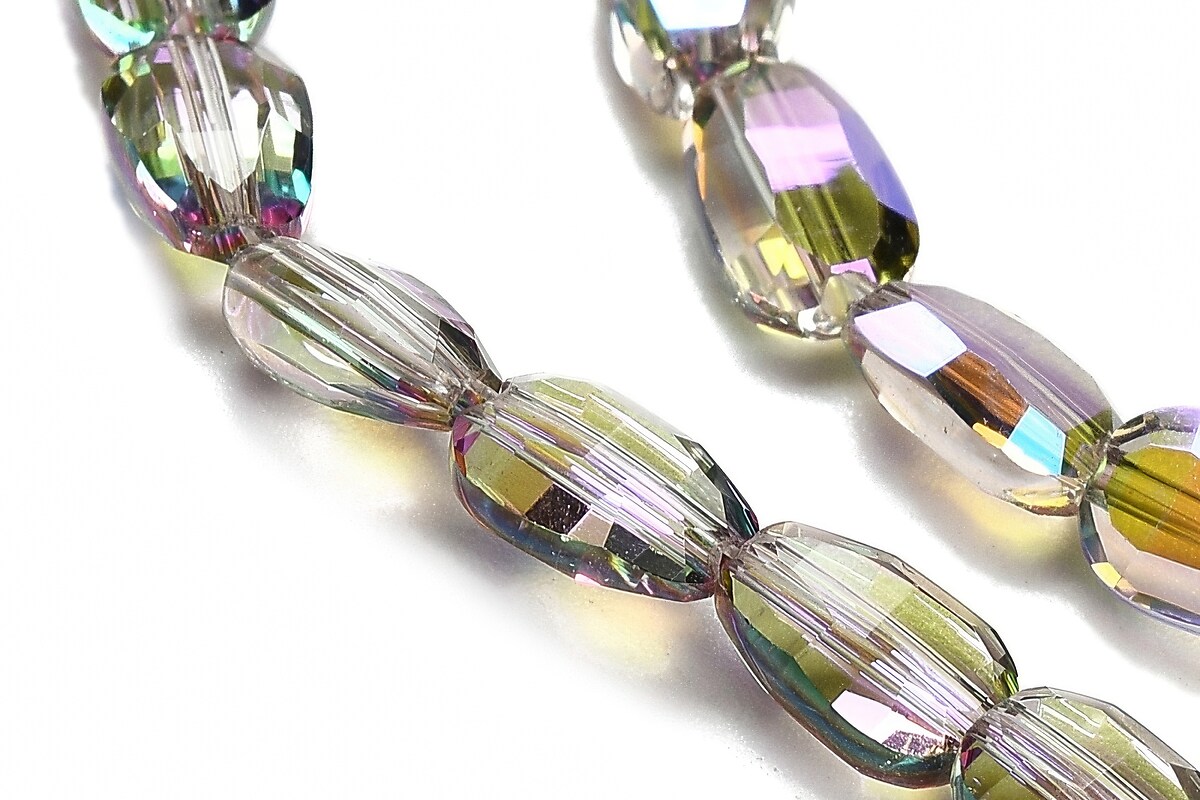Sirag margele de sticla electroplacate oval aprox. 6,5x4,5x3mm - gri AB