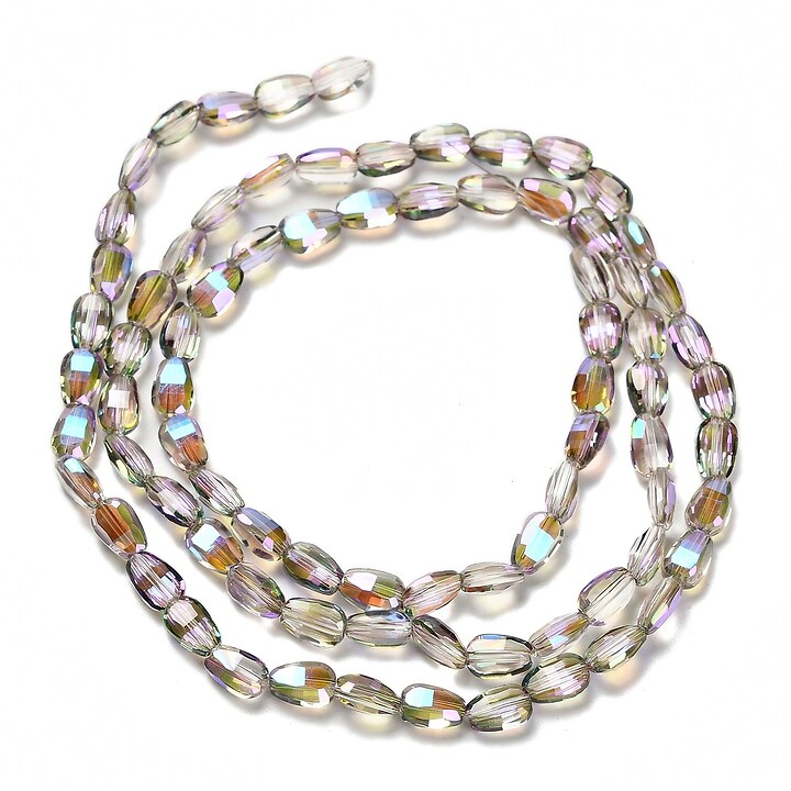 Sirag margele de sticla electroplacate oval aprox. 6,5x4,5x3mm - gri AB