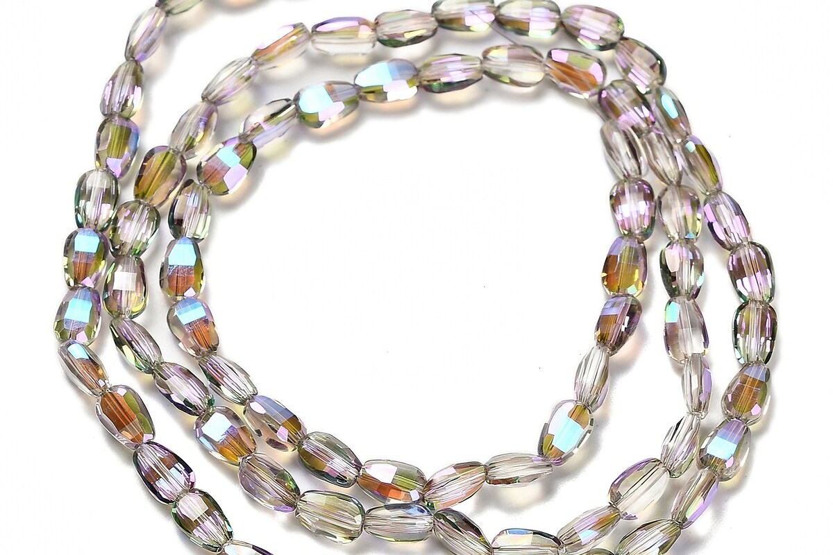 Sirag margele de sticla electroplacate oval aprox. 6,5x4,5x3mm - gri AB