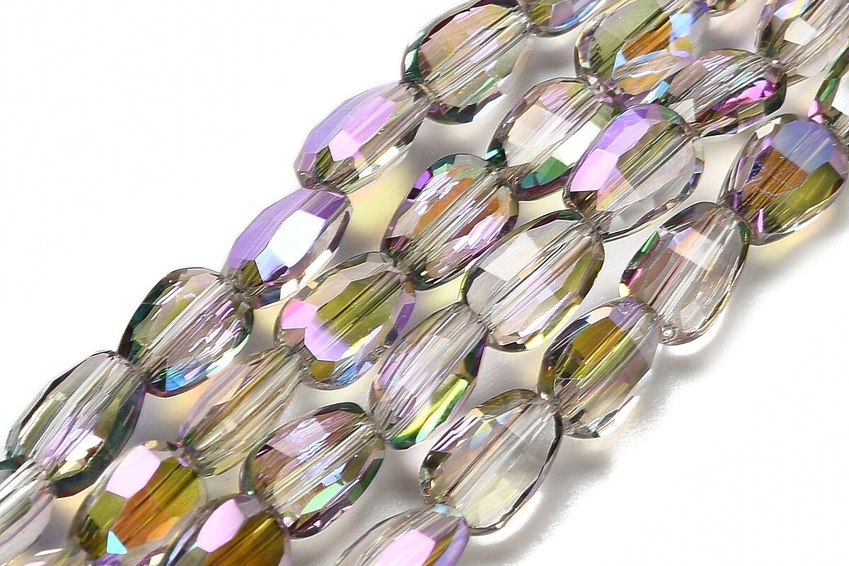 Sirag margele de sticla electroplacate oval aprox. 6,5x4,5x3mm - gri AB
