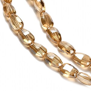Sirag margele de sticla electroplacate oval aprox. 6,5x4,5x3mm - maro deschis