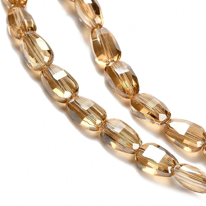 Sirag margele de sticla electroplacate oval aprox. 6,5x4,5x3mm - maro deschis