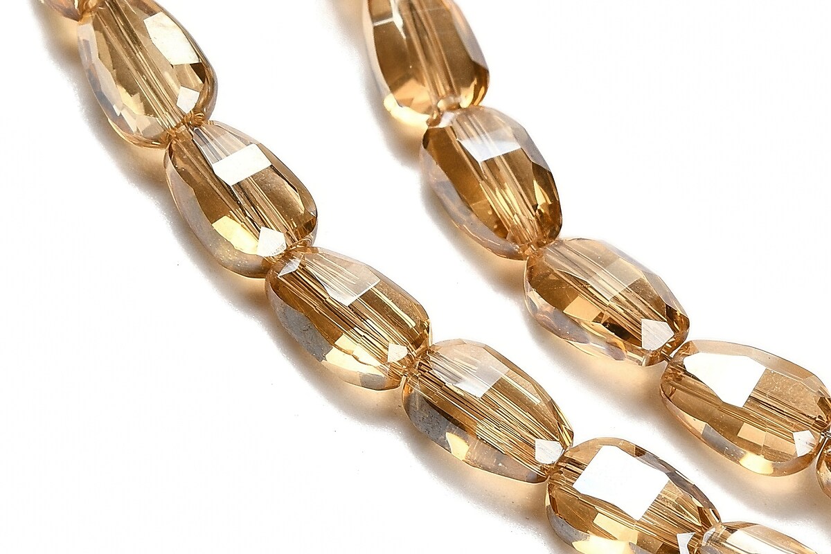 Sirag margele de sticla electroplacate oval aprox. 6,5x4,5x3mm - maro deschis