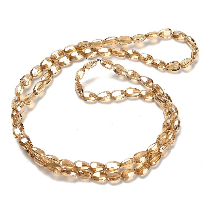 Sirag margele de sticla electroplacate oval aprox. 6,5x4,5x3mm - maro deschis