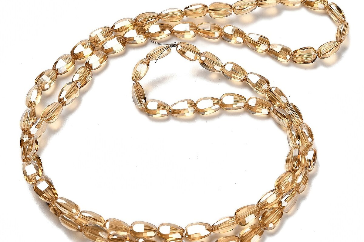 Sirag margele de sticla electroplacate oval aprox. 6,5x4,5x3mm - maro deschis
