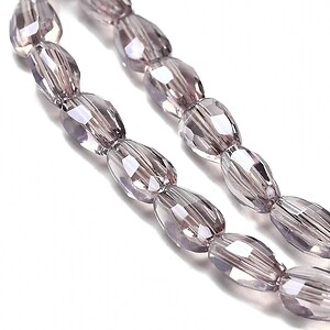 Sirag margele de sticla electroplacate oval aprox. 6,5x4,5x3mm - gri mov