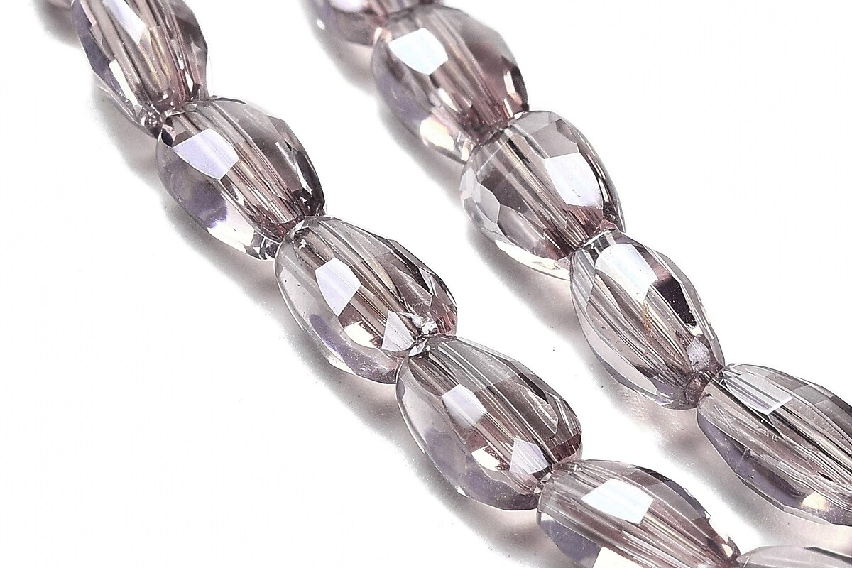 Sirag margele de sticla electroplacate oval aprox. 6,5x4,5x3mm - gri mov