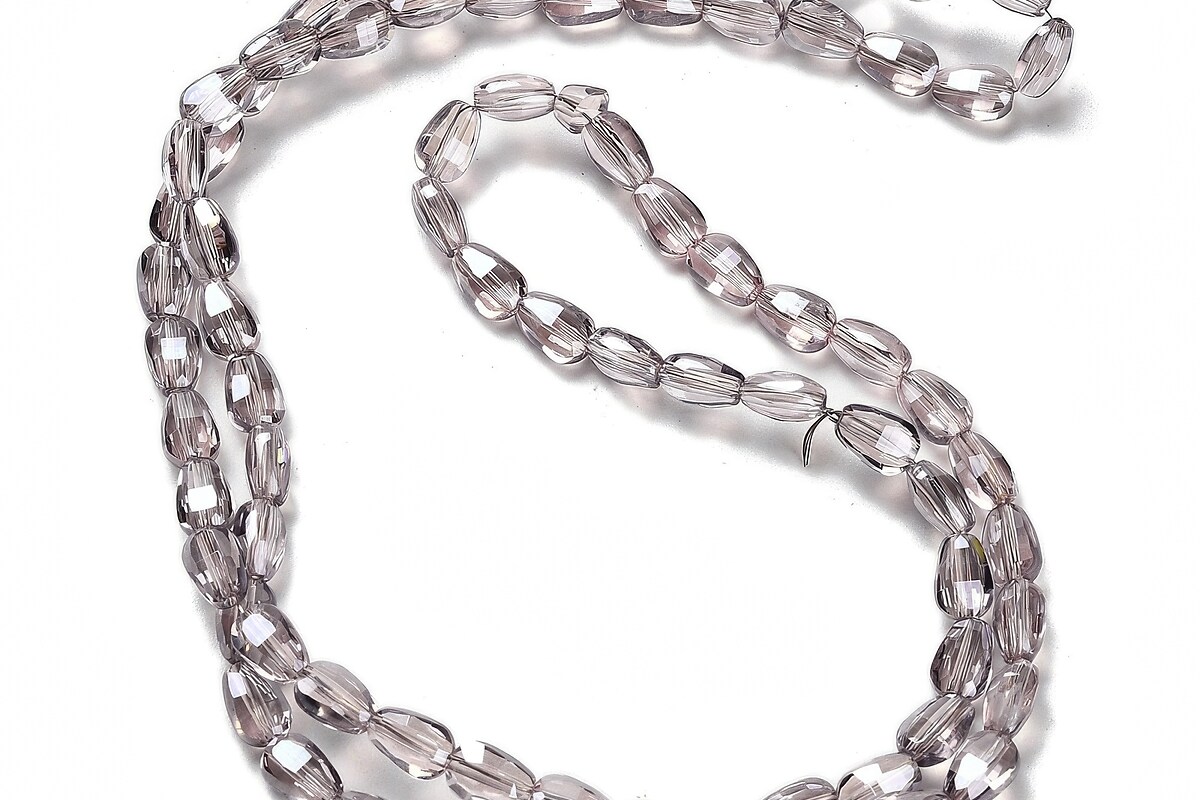 Sirag margele de sticla electroplacate oval aprox. 6,5x4,5x3mm - gri mov