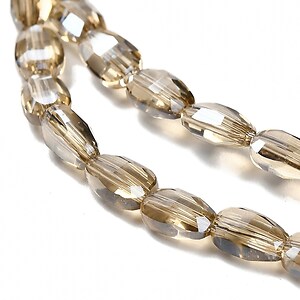 Sirag margele de sticla electroplacate oval aprox. 6,5x4,5x3mm - fumuriu
