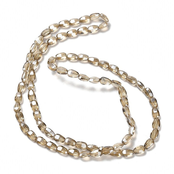 Sirag margele de sticla electroplacate oval aprox. 6,5x4,5x3mm - fumuriu