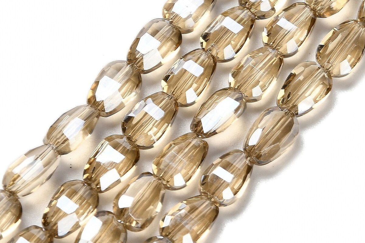Sirag margele de sticla electroplacate oval aprox. 6,5x4,5x3mm - fumuriu