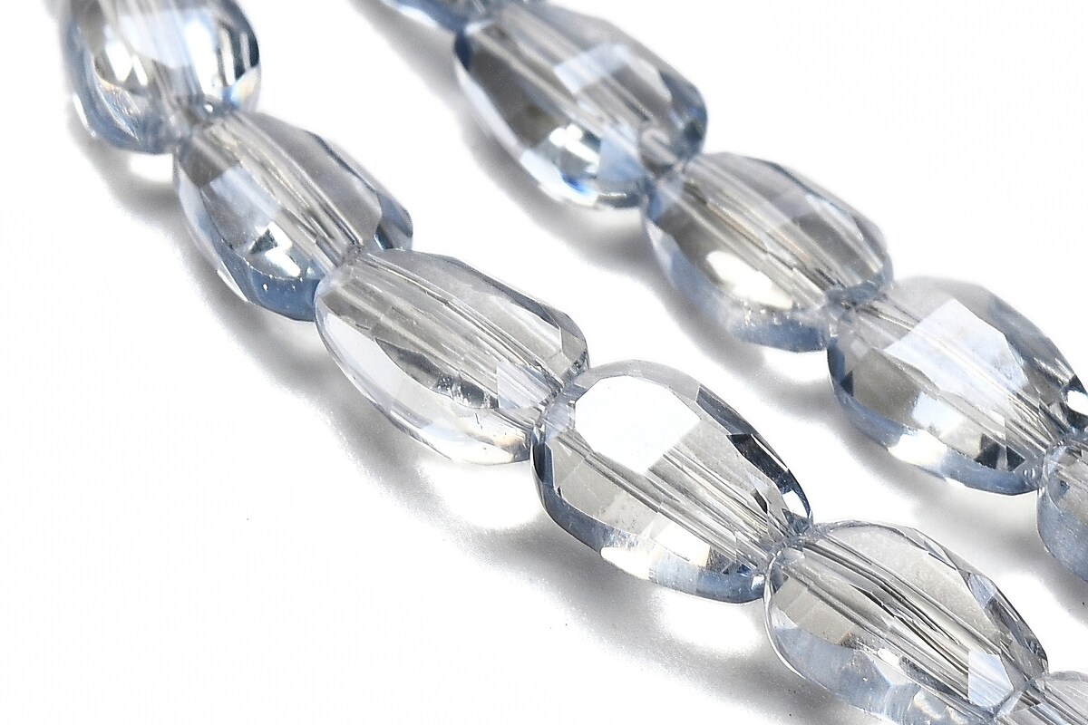 Sirag margele de sticla electroplacate oval aprox. 6,5x4,5x3mm - gri albastrui