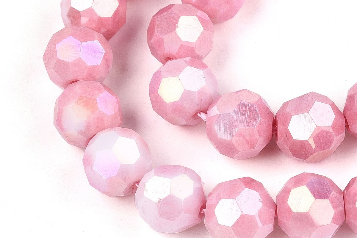 Sirag margele cristale electroplacate aprox. 8mm - roz inchis crackle AB