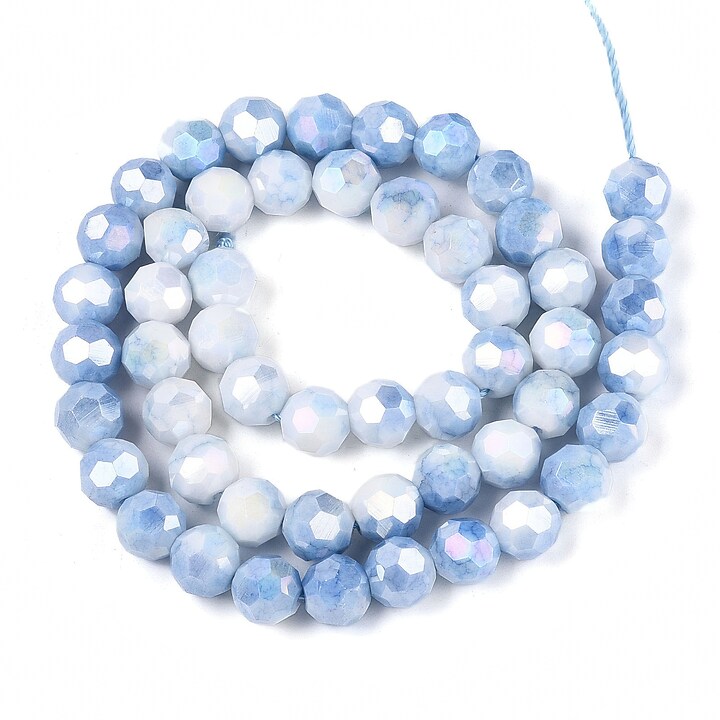 Sirag margele cristale electroplacate aprox. 8mm - albastru crackle AB