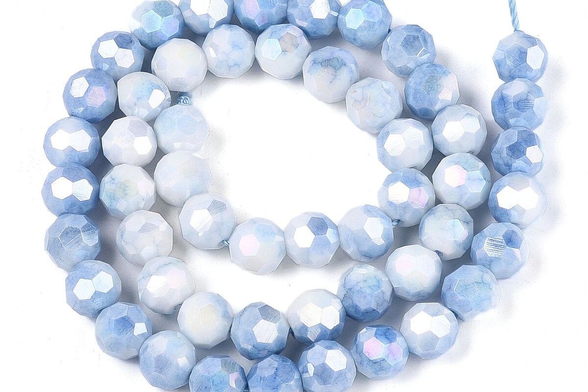 Sirag margele cristale electroplacate aprox. 8mm - albastru crackle AB