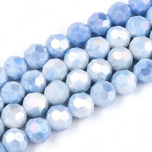 Sirag margele cristale electroplacate aprox. 8mm - albastru crackle AB