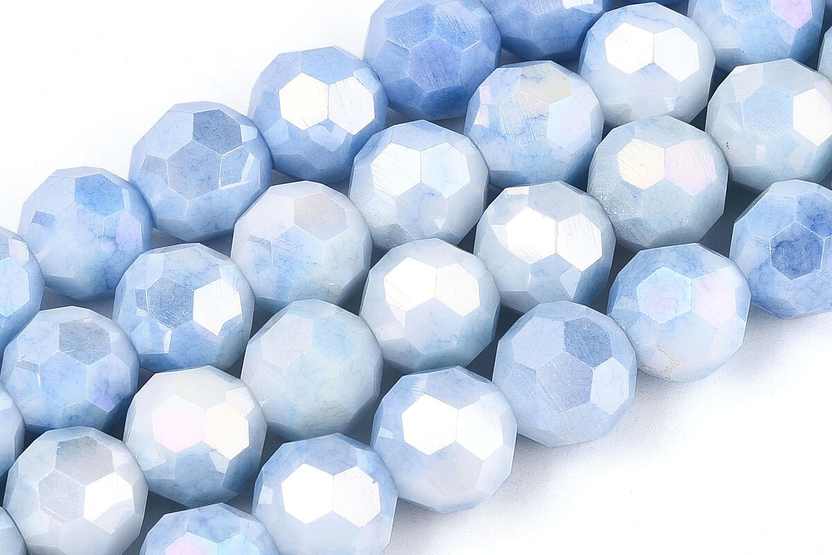 Sirag margele cristale electroplacate aprox. 8mm - albastru crackle AB