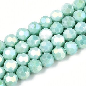 Sirag margele cristale electroplacate aprox. 8mm - verde turcoaz crackle AB