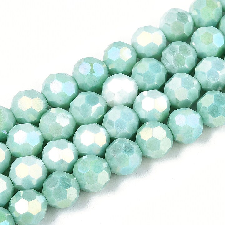 Sirag margele cristale electroplacate aprox. 8mm - verde turcoaz crackle AB