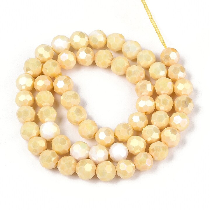 Sirag margele cristale electroplacate aprox. 8mm - galben crackle AB