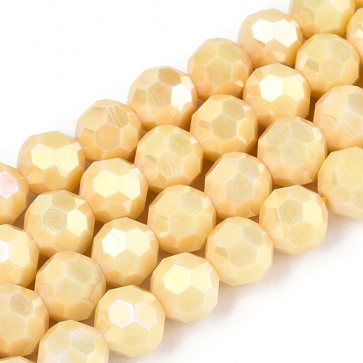Sirag margele cristale electroplacate aprox. 8mm - galben crackle AB