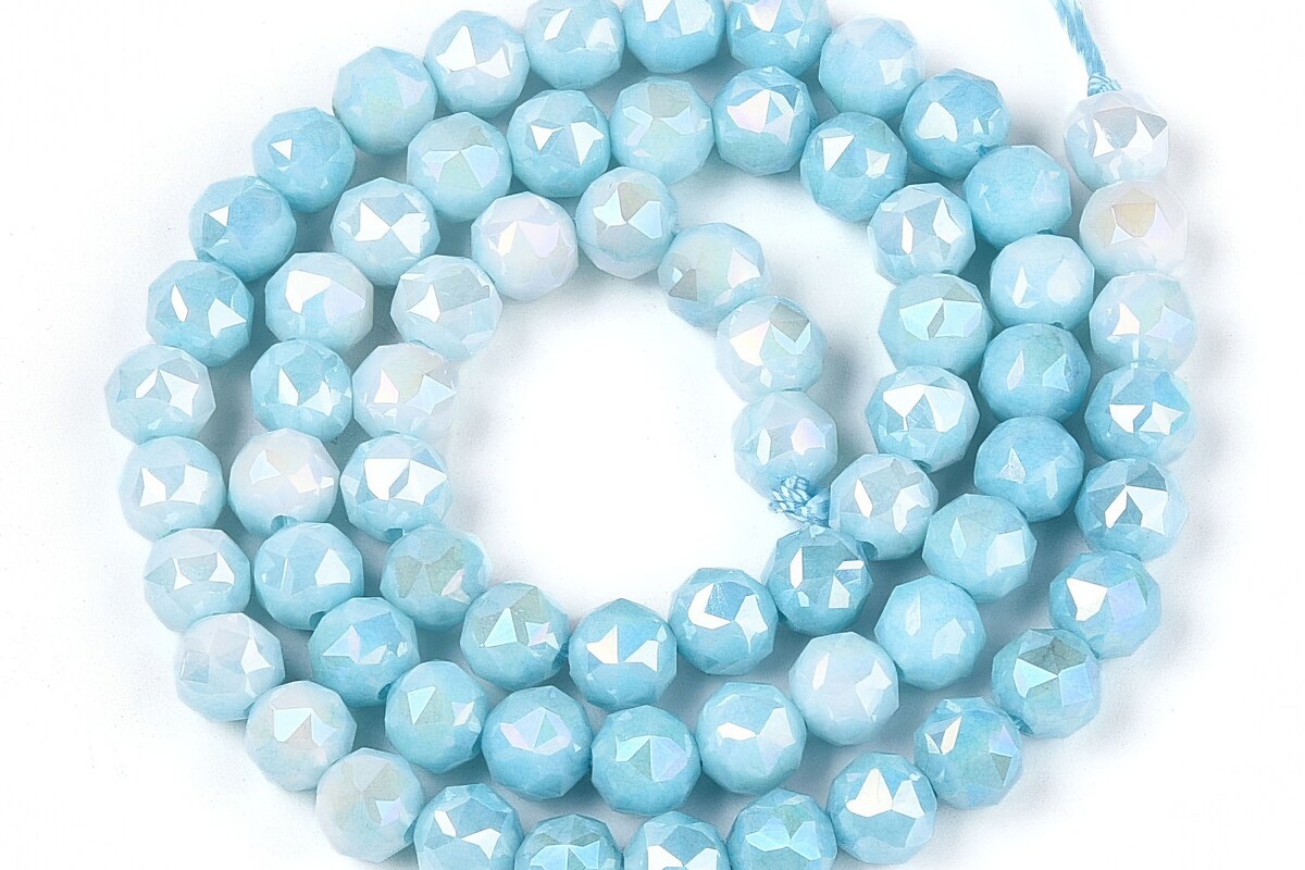 Sirag margele cristale electroplacate in doua nuante aprox. 5,6x6mm - albastru ciel AB