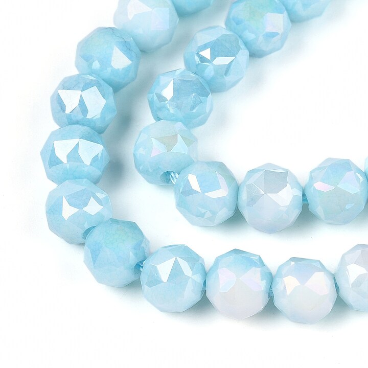 Sirag margele cristale electroplacate in doua nuante aprox. 5,6x6mm - albastru ciel AB