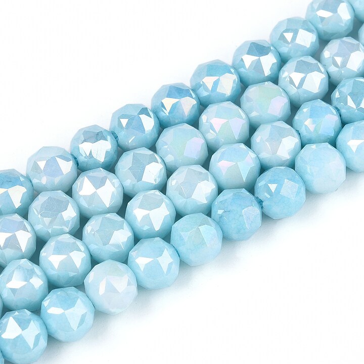 Sirag margele cristale electroplacate in doua nuante aprox. 5,6x6mm - albastru ciel AB