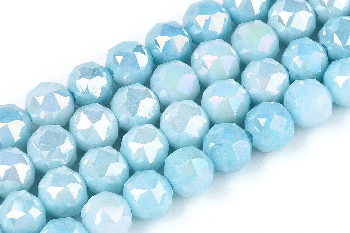 Sirag margele cristale electroplacate in doua nuante aprox. 5,6x6mm - albastru ciel AB