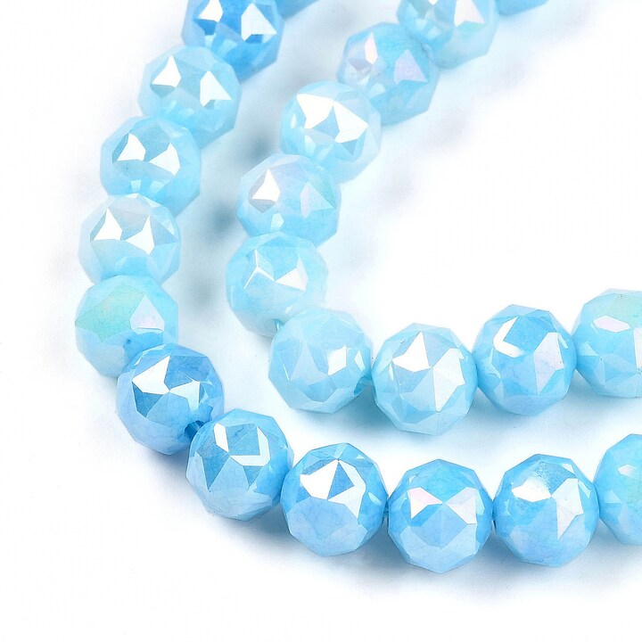 Sirag margele cristale electroplacate in doua nuante aprox. 7-8mm - albastru bleu AB