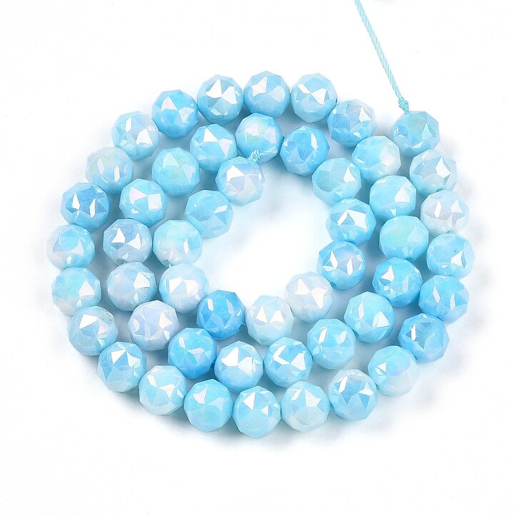 Sirag margele cristale electroplacate in doua nuante aprox. 7-8mm - albastru bleu AB