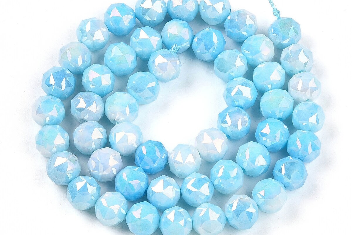 Sirag margele cristale electroplacate in doua nuante aprox. 7-8mm - albastru bleu AB