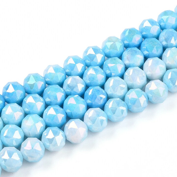 Sirag margele cristale electroplacate in doua nuante aprox. 7-8mm - albastru bleu AB