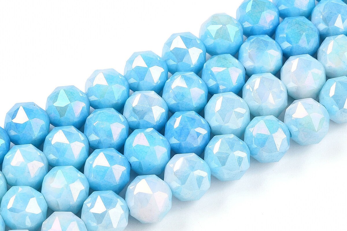 Sirag margele cristale electroplacate in doua nuante aprox. 7-8mm - albastru bleu AB