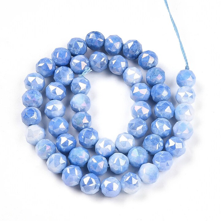 Sirag margele cristale electroplacate in doua nuante aprox. 7-8mm - albastru AB